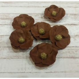 Набор цветов коричневый 6 шт, 2,8 см от СкрапКлумба