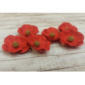 Набор цветов красный 6 шт, 2,8 см от СкрапКлумба
