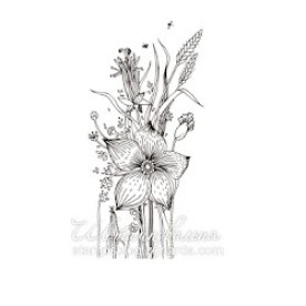 Акриловый штамп Цветы 3,2х6,6 см