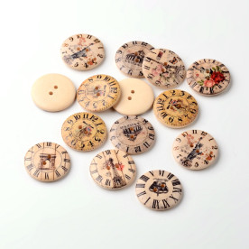 Набор круглых деревянных пуговиц Города, 5 шт, 30*5 мм 