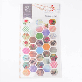 Лист наклеек Соты, разноцветный, размер 1,5*2 см, 38 шт