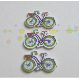 Дерев'яна гудзик Велосипед з кошиком, 31,5 * 20 мм, зелений