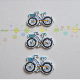 Деревянная пуговица Велосипед с корзинкой, 31,5*20 мм, черный