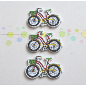 Деревянная пуговица Велосипед с корзинкой, 31,5*20 мм, красный 