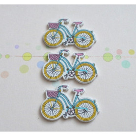 Дерев'яна гудзик Велосипед з кошиком, 31,5 * 20 мм, жовтий