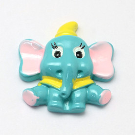 Пластиковий кабошон Слоник, бірюзовий, 30 * 29 мм