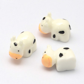 Пластиковий кабошон Корівки об'ємний, білий 18 мм