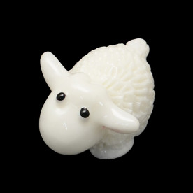 Пластиковый кабошон Овечки объемный, белый 21*17 мм