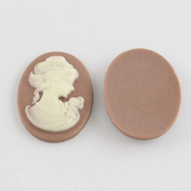 Кабошон-камея Lady's portrait, бежево-рожева, розмір 21х27 мм