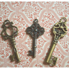 Набор металлических подвесок Ключики, 3 шт, античная бронза