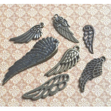 Набір металевих підвісок Крила, 7 шт, антична бронза