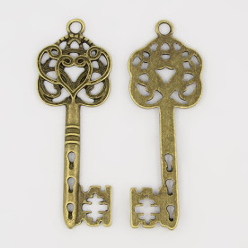 Металлическая подвеска Винтажный ключик, античная бронза, 6 см, 1 шт