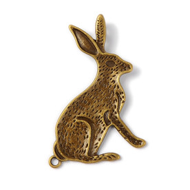 Металлическая подвеска "Кролик", античная бронза , 44*26*2 мм, 1 шт