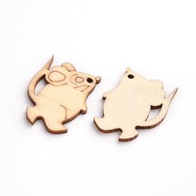 Деревянное украшение Мышонок, 27*20*2 мм , 1 шт , бежевый