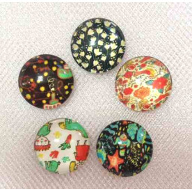 Набір скляних кабошонов Візерунки 2, 14 мм, 5 шт