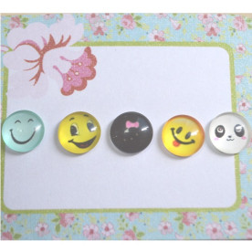 Набор кабошонов Смайлики 2, 10 мм, 5 шт