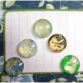 Набор кабошонов Карты Мира 1, 12 мм, 5 шт