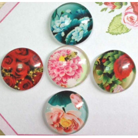 Набір скляних кабошонов Квіти, 16 мм, 5 шт