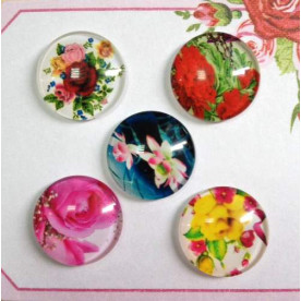 Набір скляних кабошонов Квіти 1, 16 мм, 5 шт