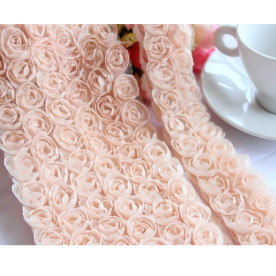 Стрічка шифонова, 2 квітки, ширина 3 см, персиковий колір, 90 см