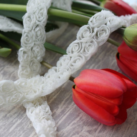 Стрічка шифонова, 2 квітки, ширина 3 см, білий колір, 90 см