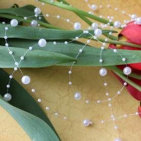 Гірлянда з перлинних бус різного розміру, 90 см, колір білий