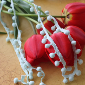 Тесьма с помпонами, цвет мятный, 12 мм, ширина тесьмы 20 мм, 90 см