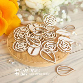 Чипборд набор розочек с листиками (20 шт.), 21*20 мм от ScrapBox