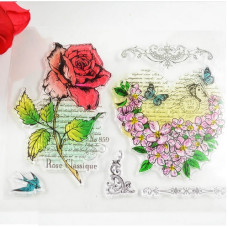 Набор акриловых штампов  Rose collage, 6 шт, 15*18 см, CoolHoo