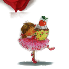 Штамп акриловий Дівчинка з капкейком, 10 *10 см, CoolHoo 