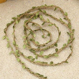 Декоративный плетеный шнур Листья, 1 м, цвет оливковый