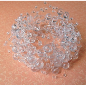 Гирлянда из бус на леске, 1 м, прозрачные бусины разного размера