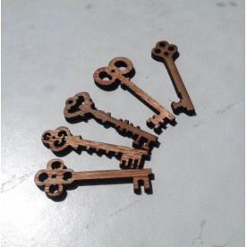 Набір дерев'яних ключиків, 5 шт, розміри 4 см, коричневий колір