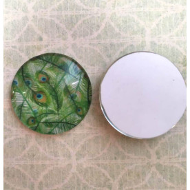 Скляний кабошон Пір'я Жар Птахи, 1 шт, 25 мм