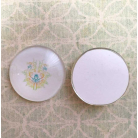 Стеклянный кабошон Перья Жар Птицы 1, 1 шт, 25 мм