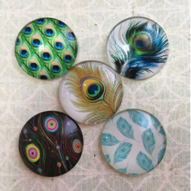 Набір скляних кабошонов Жар-птиця, 5 шт, 25 мм