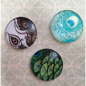 Набор стеклянных кабошонов Узоры, 3 шт, 25 мм