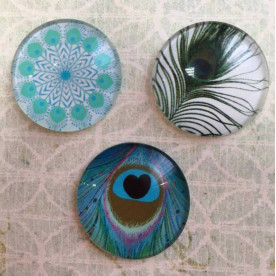 Набор стеклянных кабошонов Жар Птица , 3 шт, 25 мм