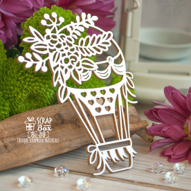 Чипборд Воздушный шар с цветами и сердечками, 66*87 мм от Scrapbox