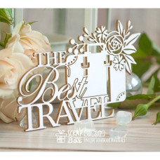 Чіпборд напис "The Best Travel" з валізою, 90 * 60 мм від Scrapbox