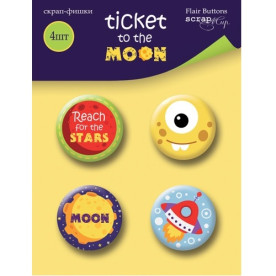 Набір скрап-фішок Ticket to the Moon 4 шт від Scrapmir