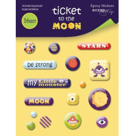 Набор эпоксидных наклеек Ticket to the Moon 16 шт, Scrapmir