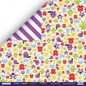 Лист двусторонней бумаги Монстрики 30x30 см, 1 шт от Scrapmir