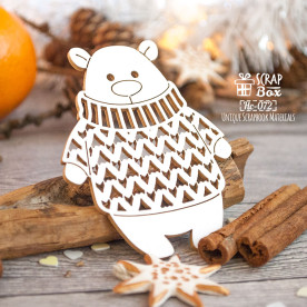 Чіпборд Ведмедик в в'язаному светрі, 57 * 70 мм від ScrapBox