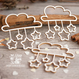 Чипборд Шейкер облачко со звездочками 3 шт, 50*48 мм от ScrapBox