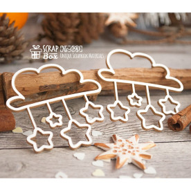 Чипборд, Шейкер тучка со звездочками, 50х50мм, ScrapBox