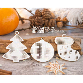 Чипборд Набор для вышивки из 3-х игрушек с елочным шаром, 42*56 от ScrapBox