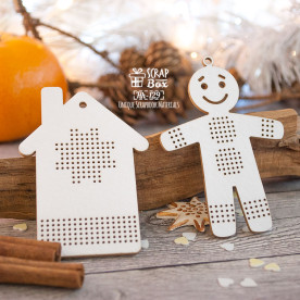 Чипборд Набор для вышивки имбирный человечек и домик, 51*74 мм от Scrapbox