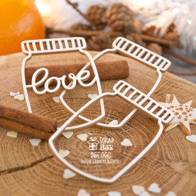 Чипборд шейкер баночки с надписью LOVE 3 шт, 67*40 мм от Scrapbox