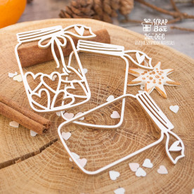 Чіпборд шейкер баночки з сердечками 3 шт, 50 * 60 мм від Scrapbox